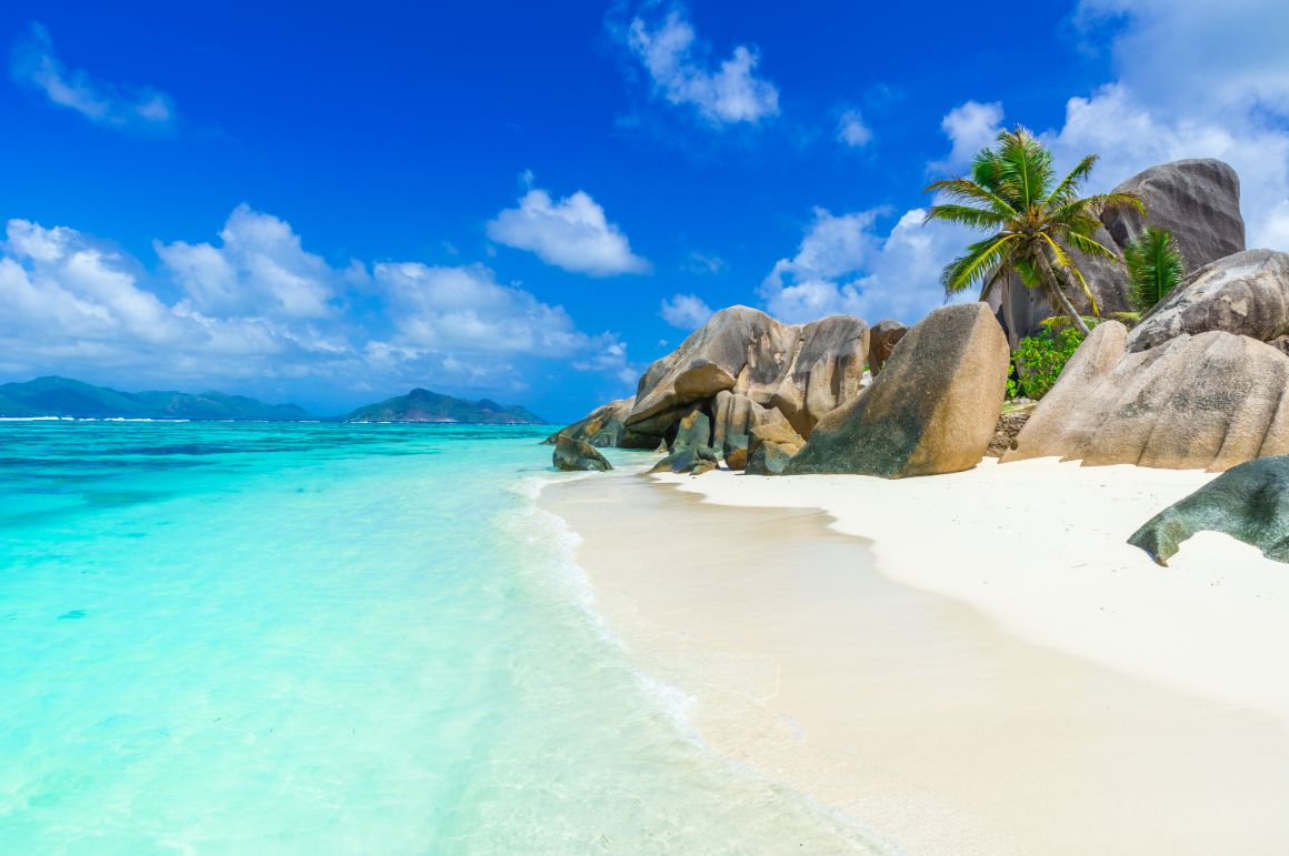 Pláž Anse source d'argent na Seychelách Pláž Anse source d'argent na Seychelách