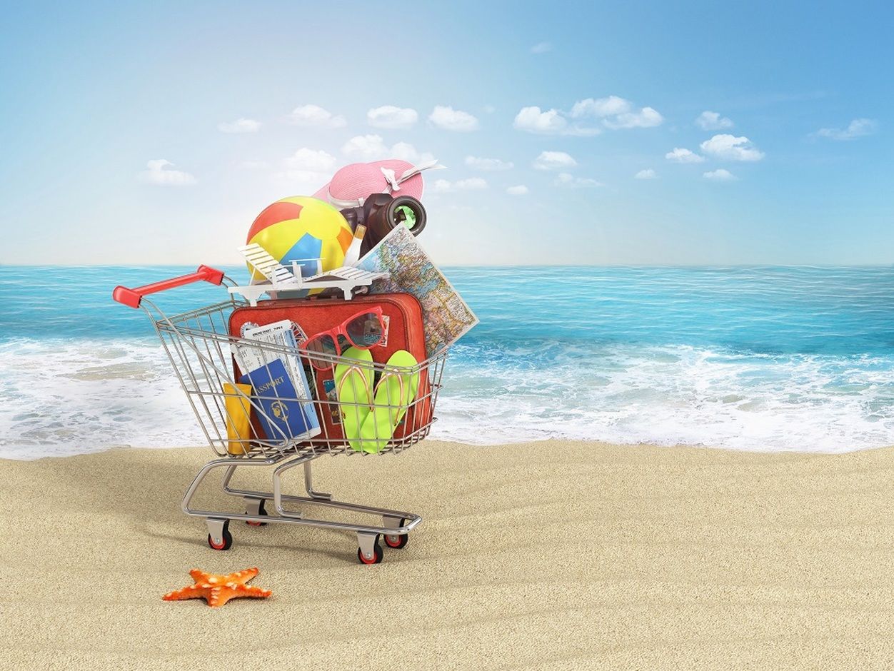 Nákupní vozík na pláži